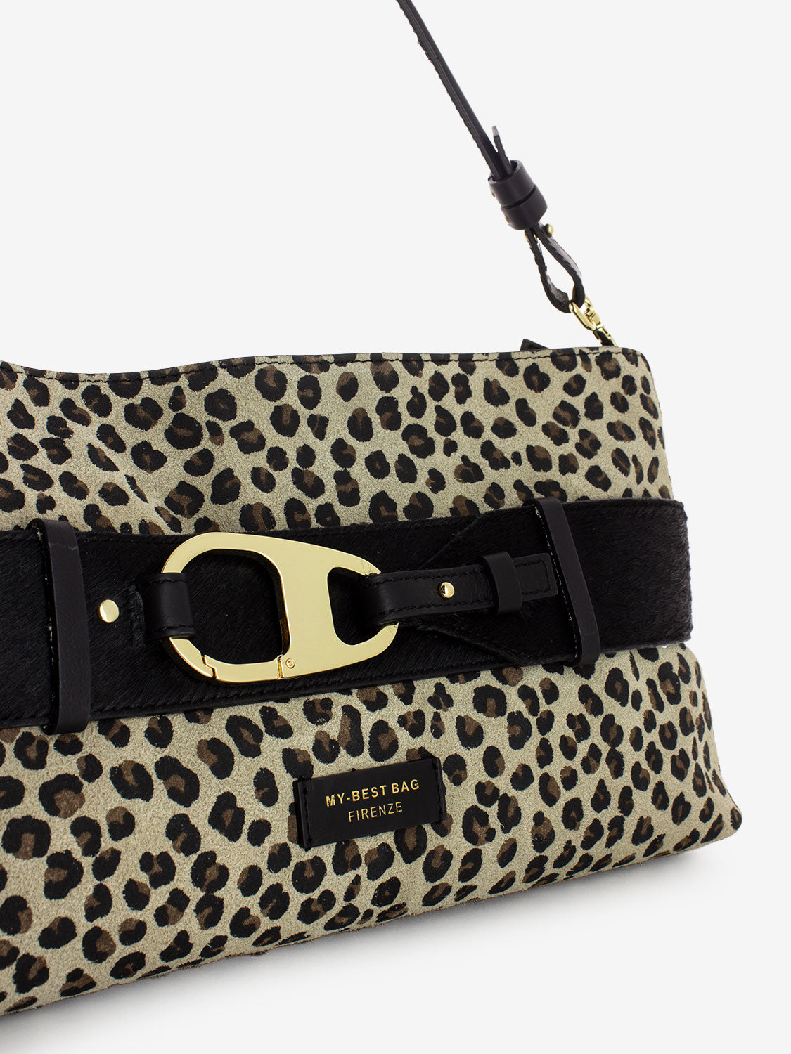 Borsa a spalla con stampa leopardo