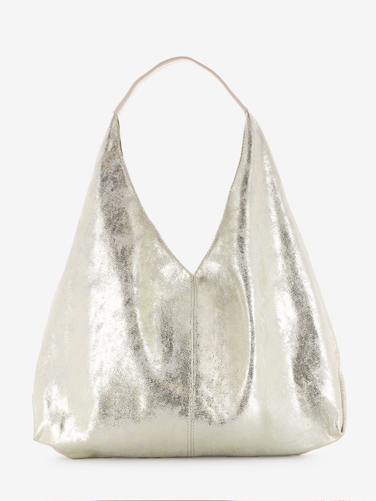 MY-BEST BAG - Borsa a spalla in pelle laminata latte