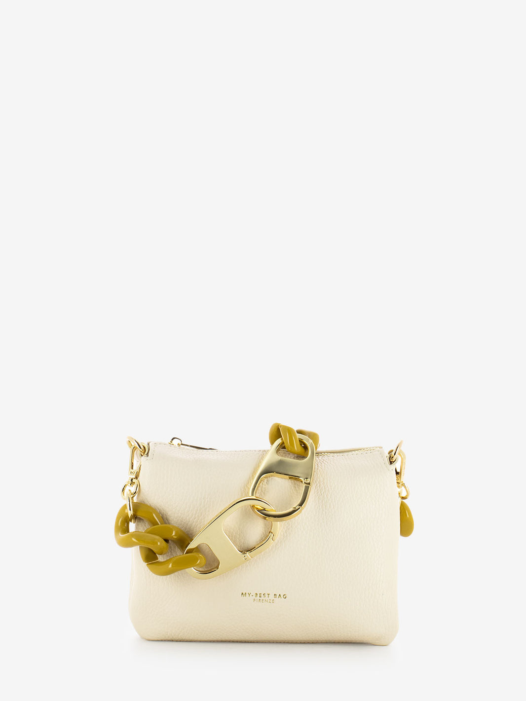 Borsa a spalla Shelly con catena bianco / giallo