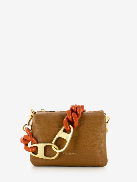 Borsa a spalla Shelly con catena natural / rosso