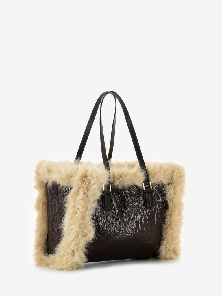 MY-BEST BAG - Borsa Atena Fur Reversibile chocolate