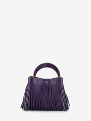 MY-BEST BAG - Borsa in pelle con frange mauve