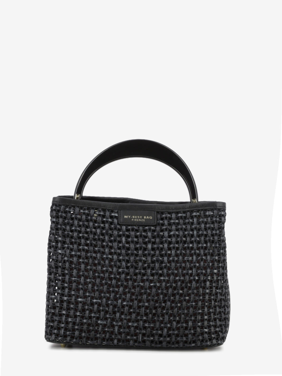 Borsa in raffia Ingrid Tabru nera