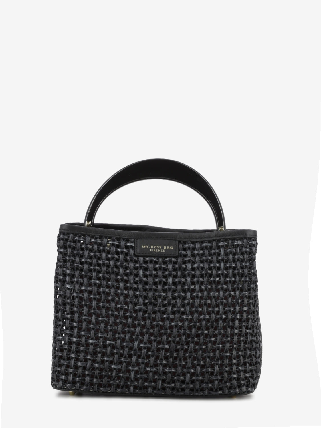 Borsa in raffia Ingrid Tabru nera