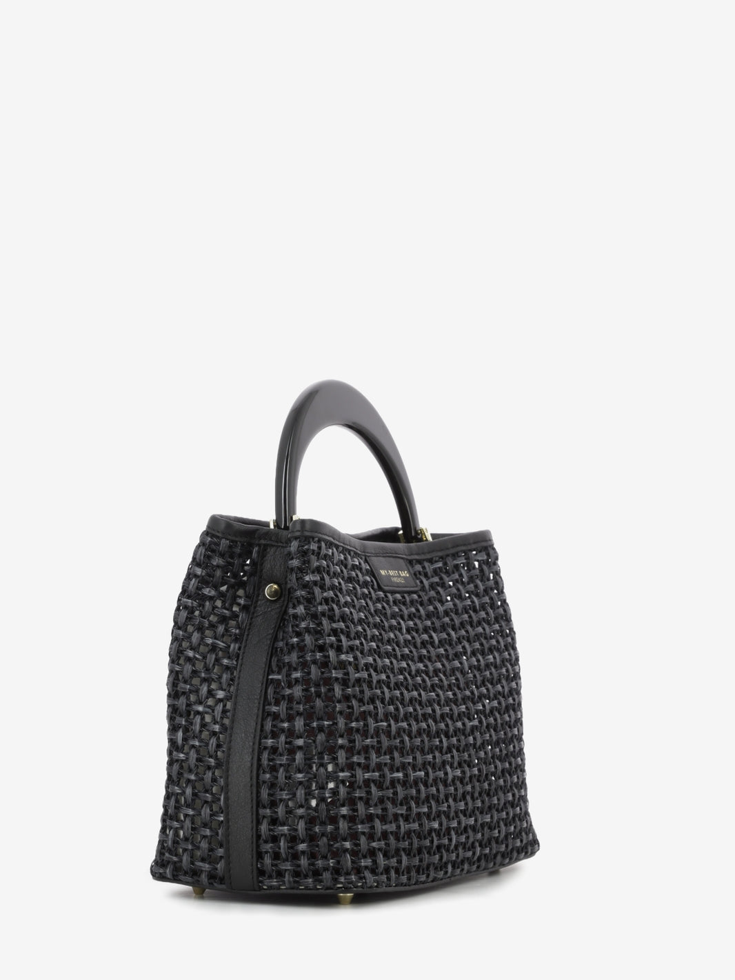 Borsa in raffia Ingrid Tabru nera