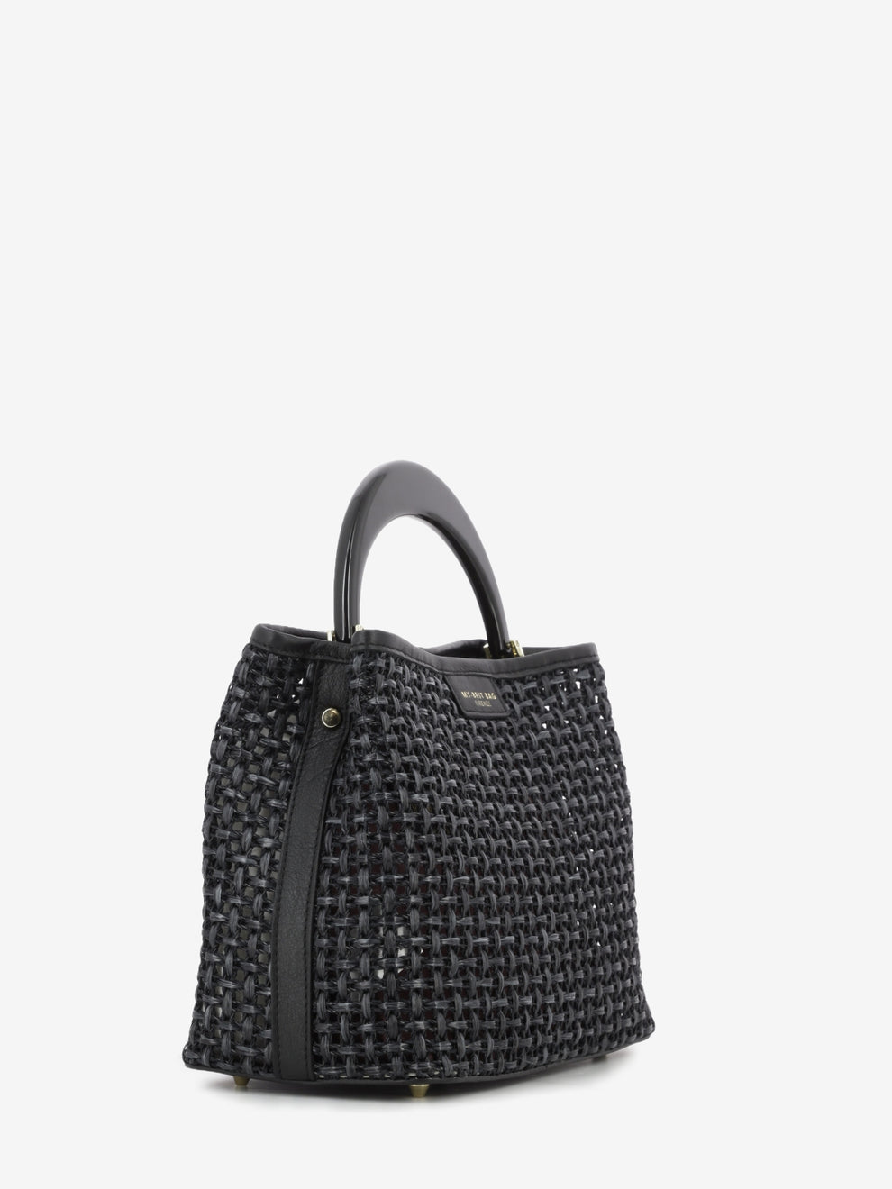 Borsa in raffia Ingrid Tabru nera