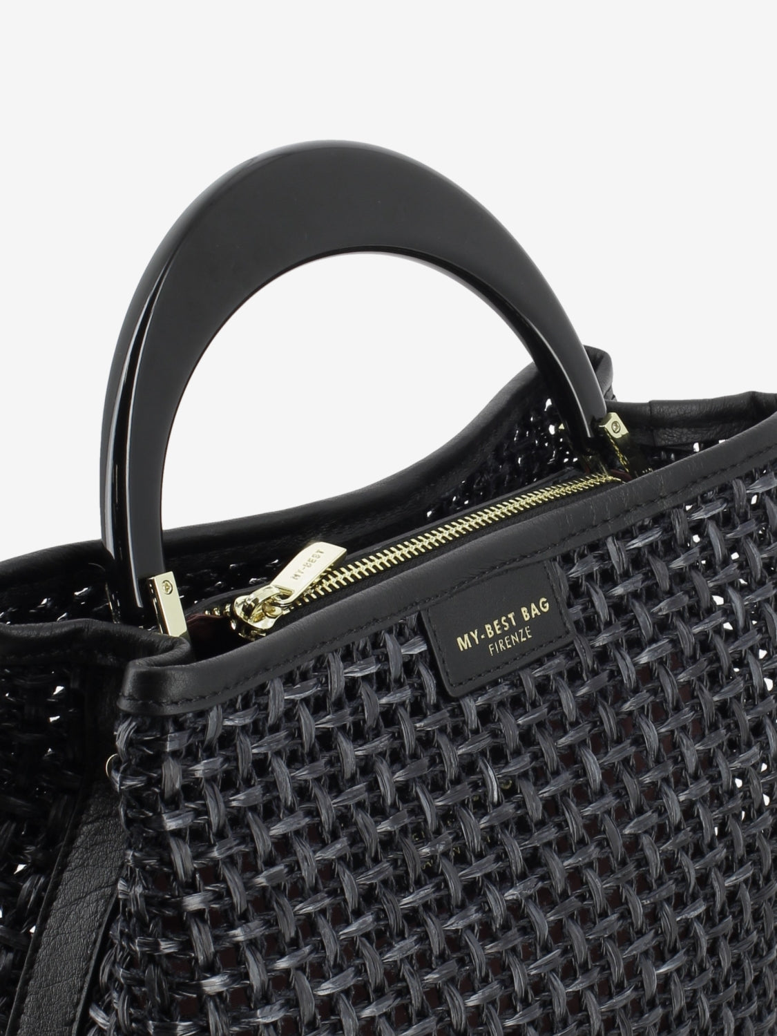 Borsa in raffia Ingrid Tabru nera
