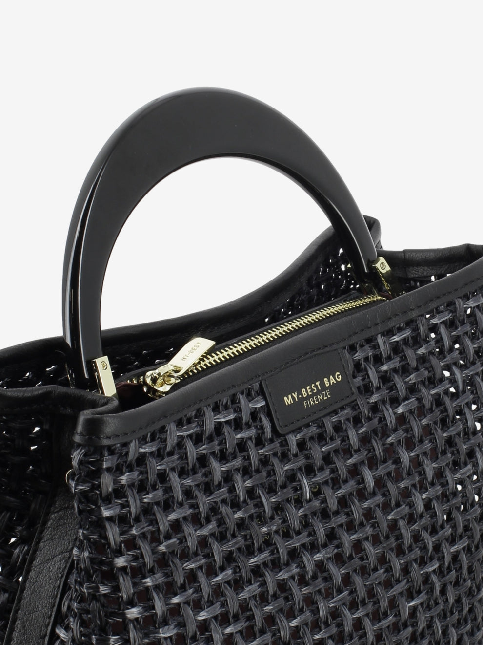 Borsa in raffia Ingrid Tabru nera