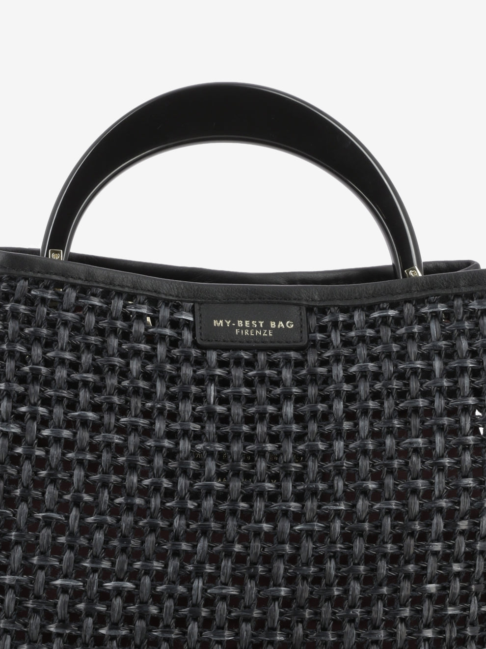 Borsa in raffia Ingrid Tabru nera