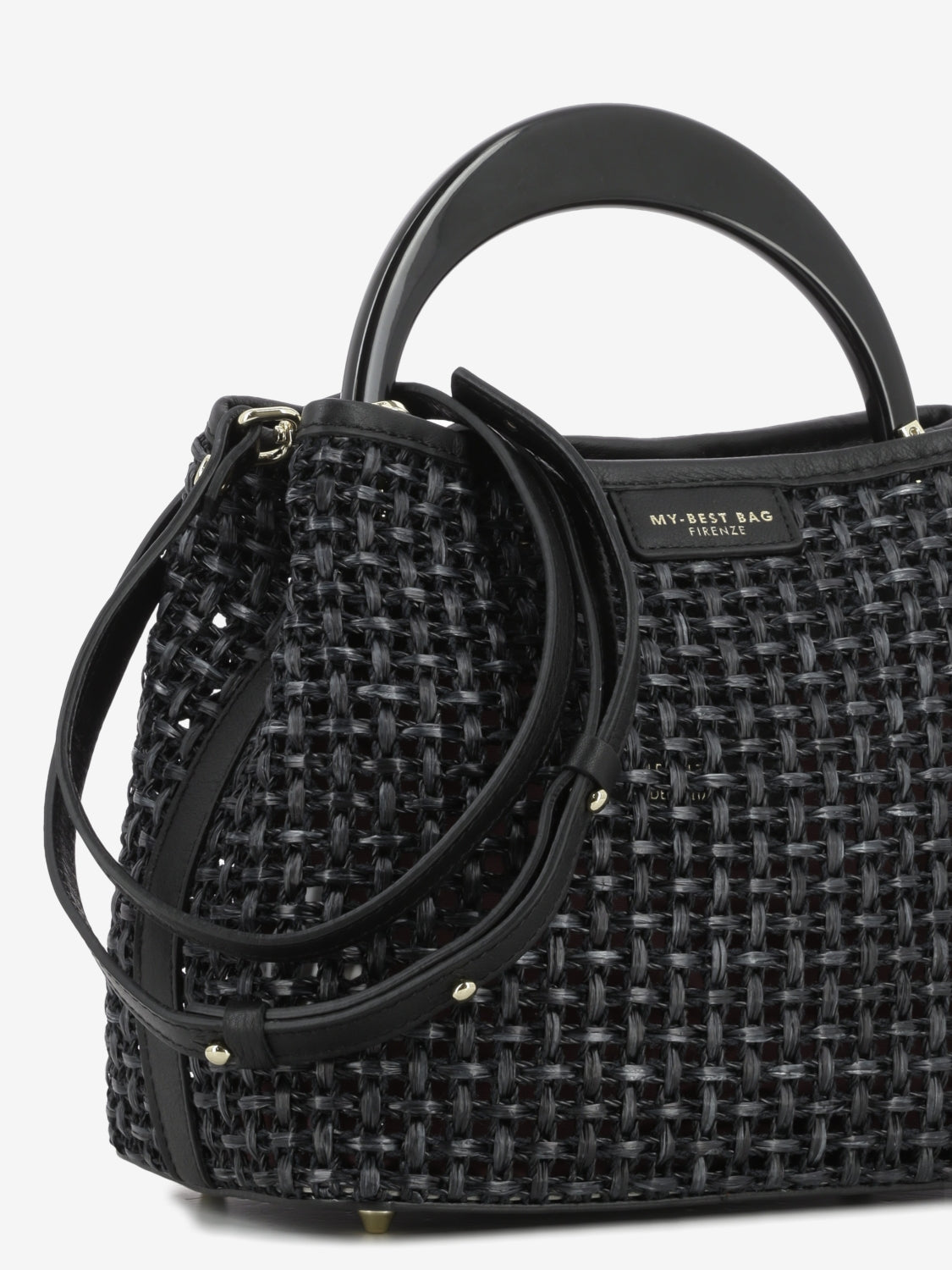 Borsa in raffia Ingrid Tabru nera