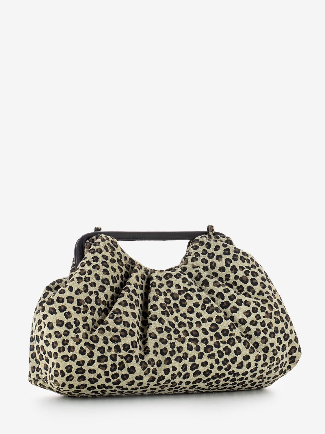 Borsa in suede con stampa leopardo