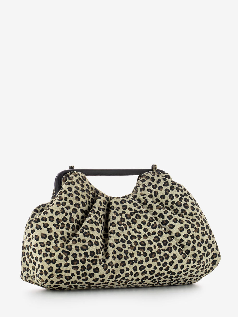 Borsa in suede con stampa leopardo