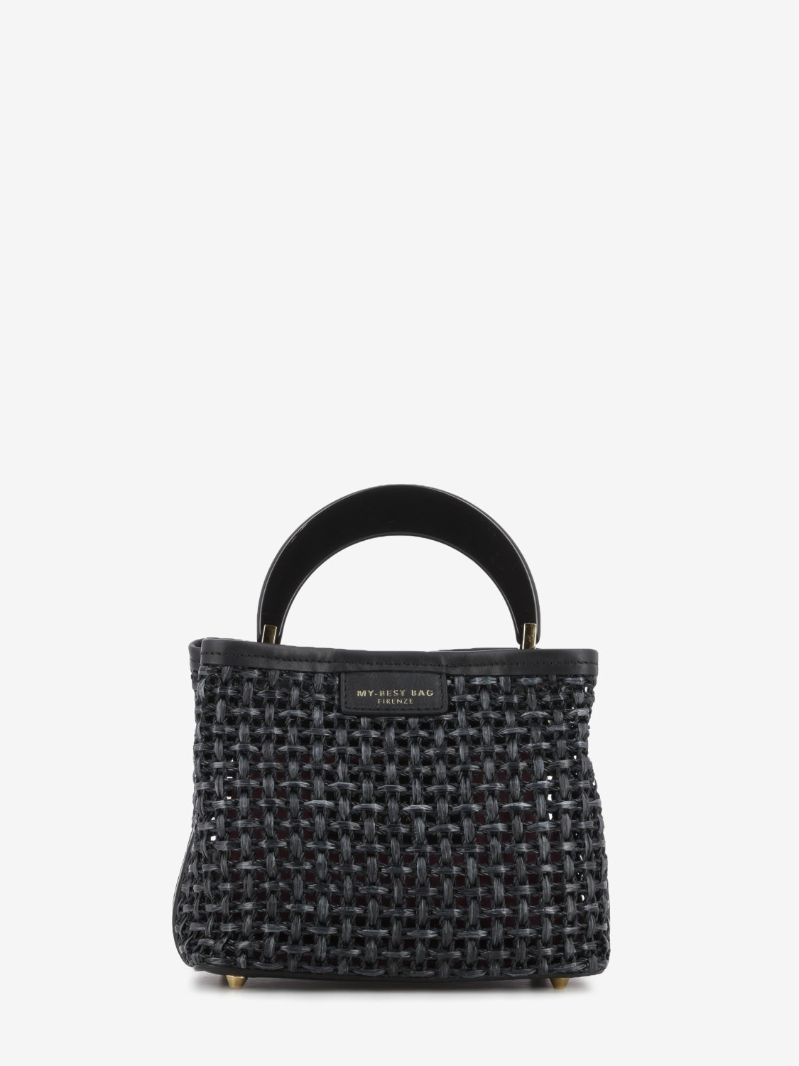 Borsa piccola in raffia nera