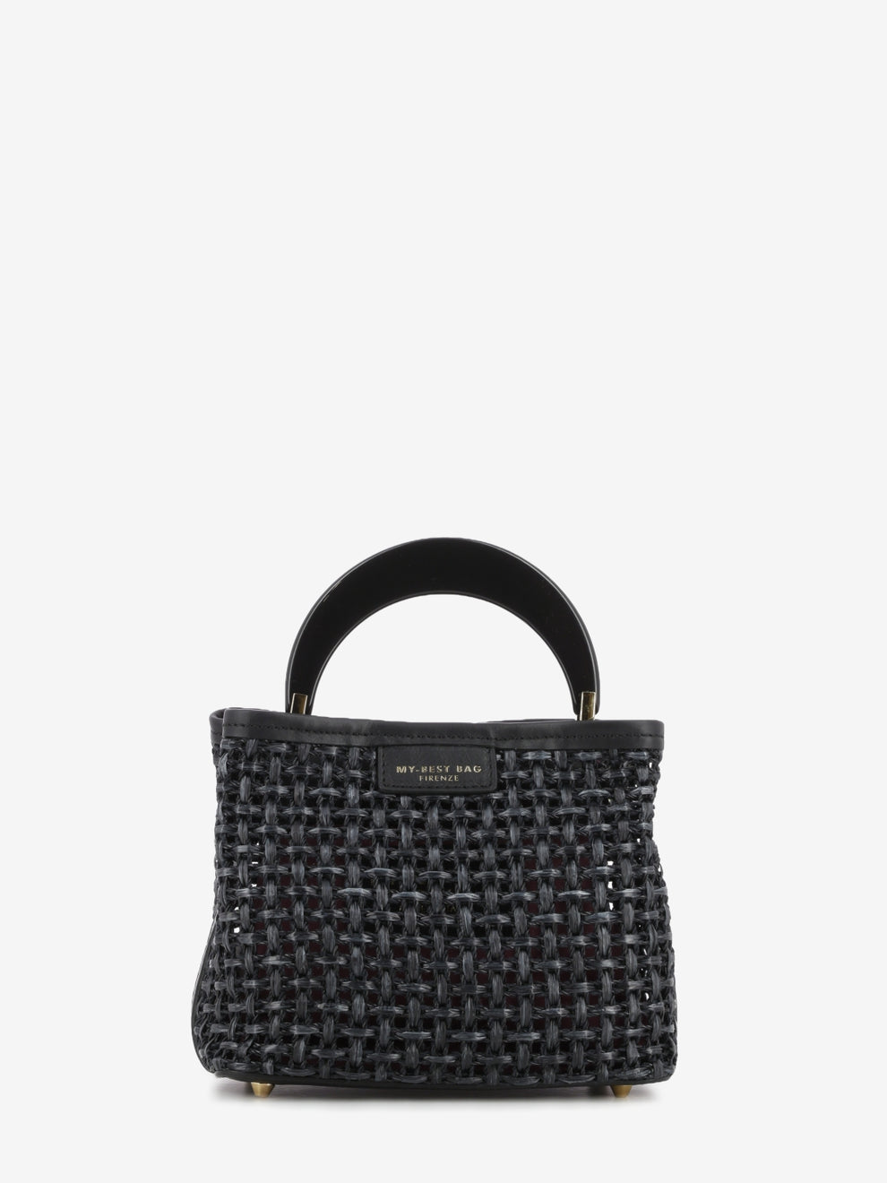 Borsa piccola in raffia nera