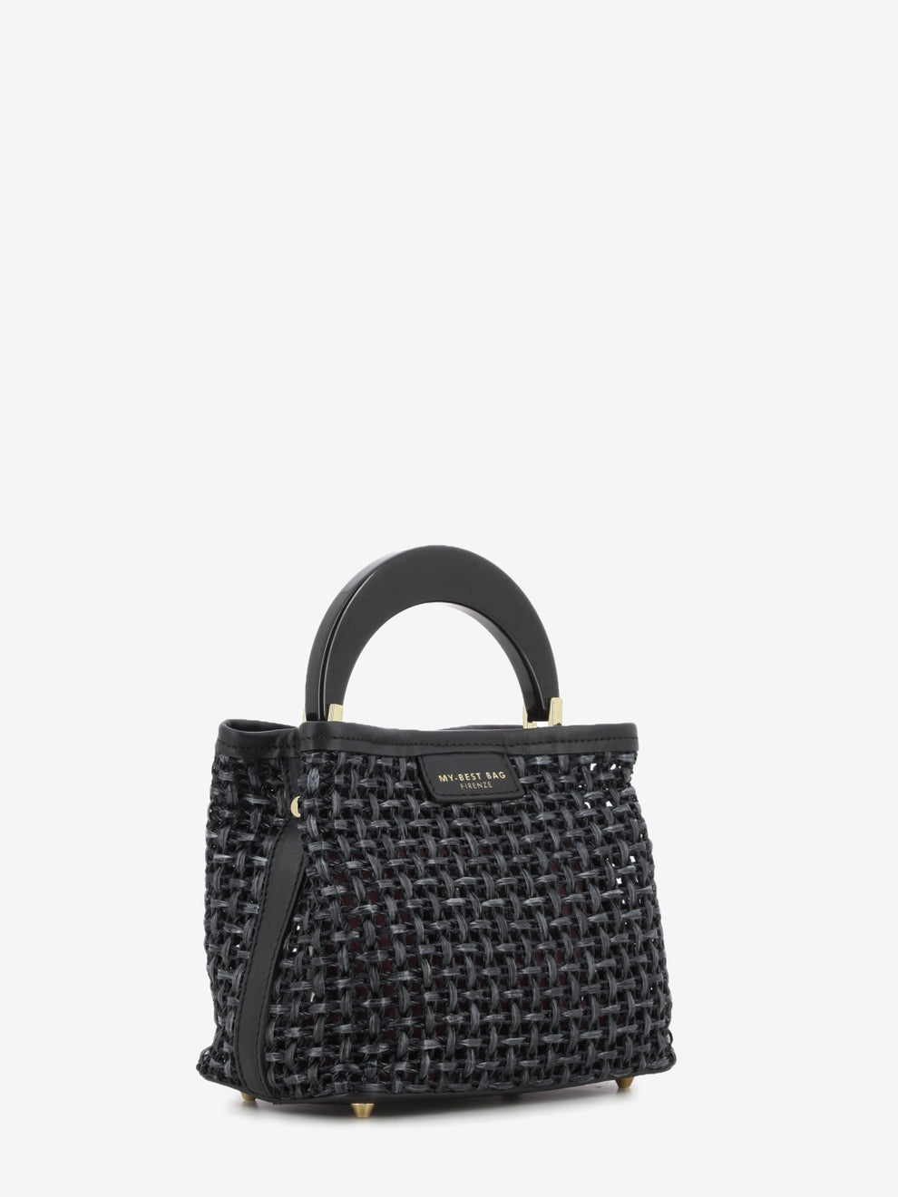 Borsa piccola in raffia nera