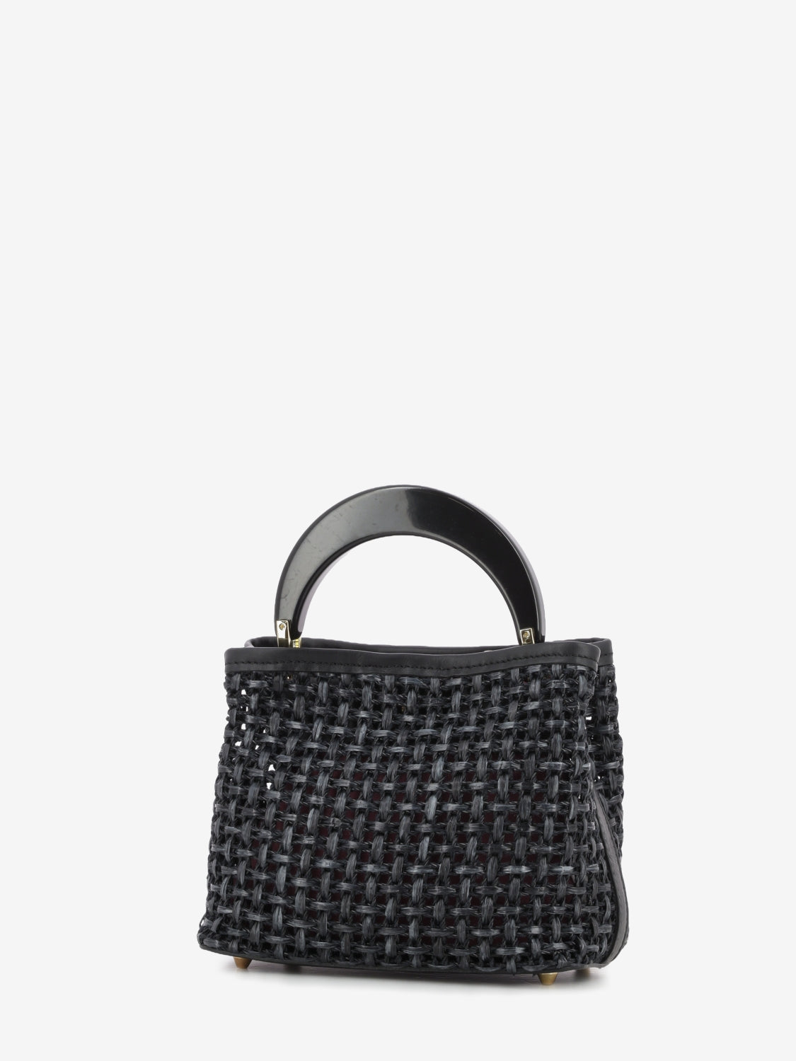 Borsa piccola in raffia nera