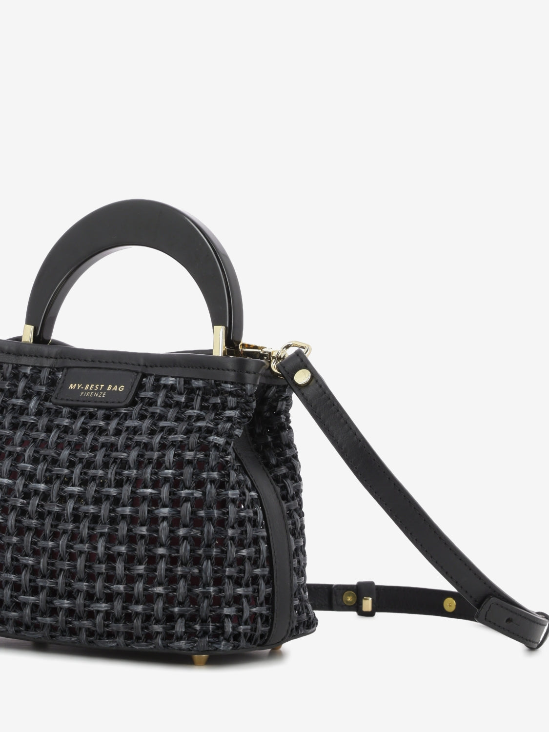 Borsa piccola in raffia nera