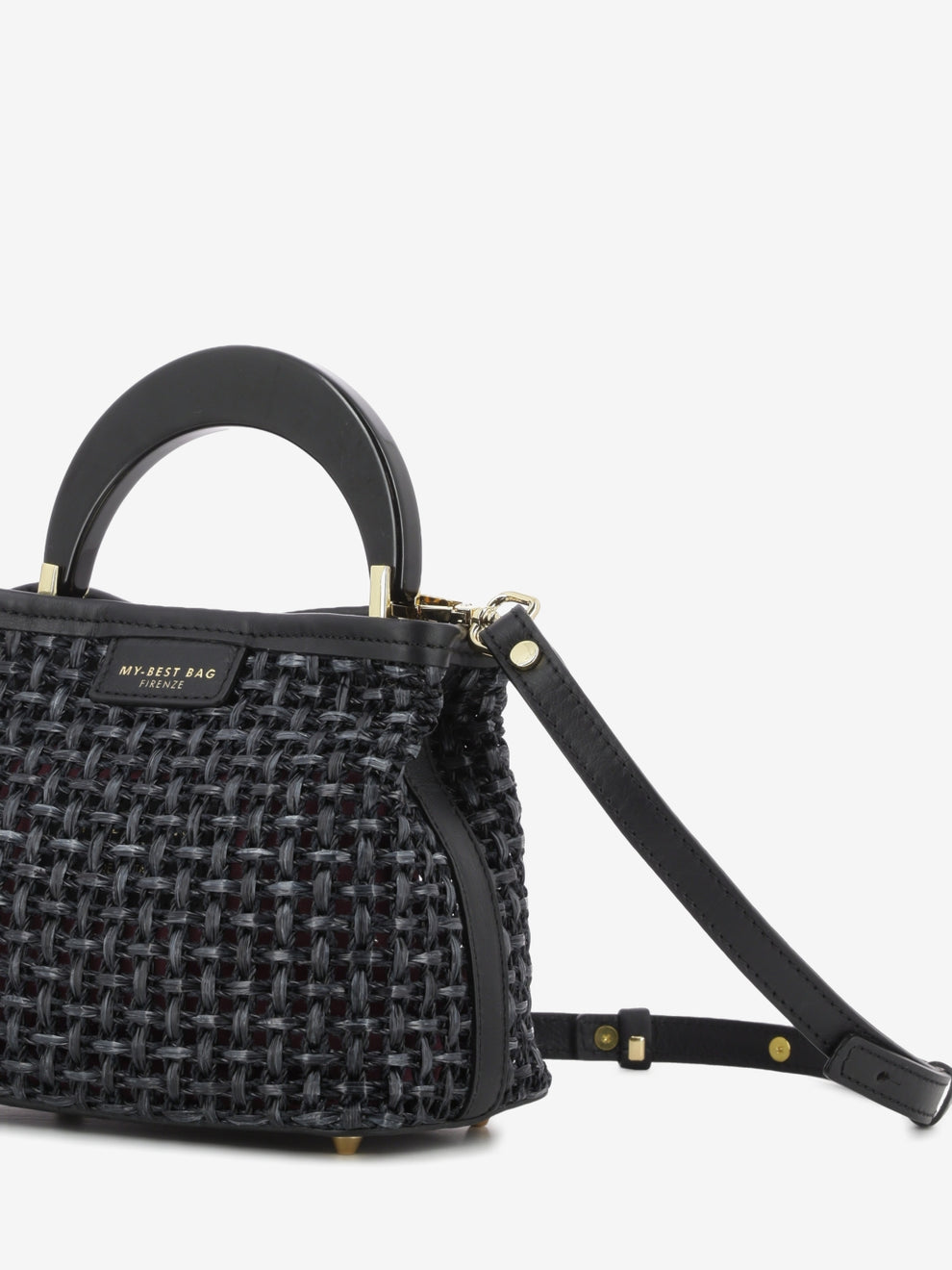 Borsa piccola in raffia nera