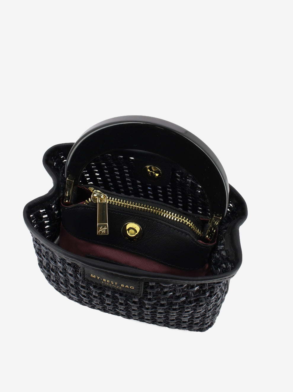 Borsa piccola in raffia nera