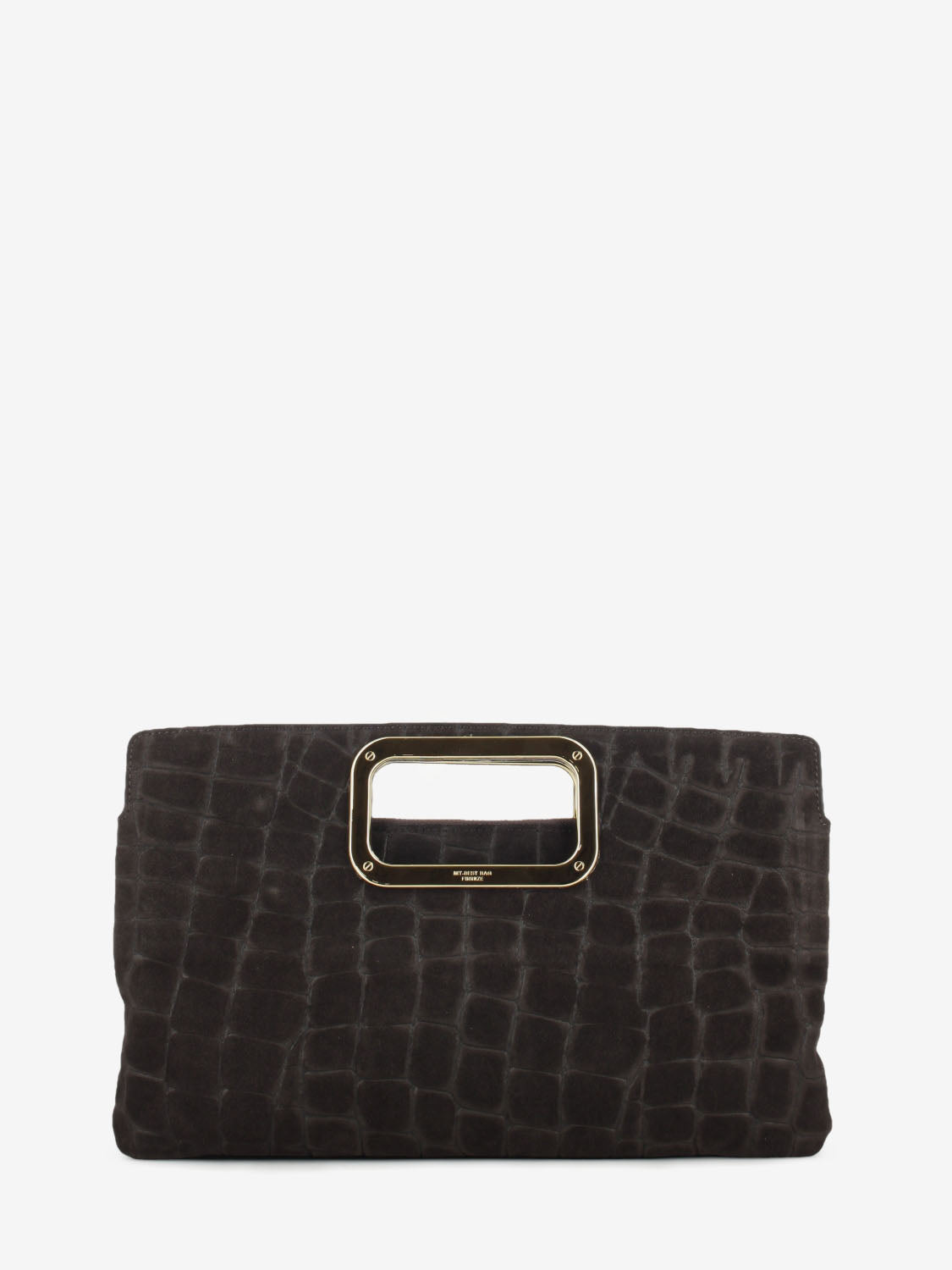 Maxi clutch in suede cocco Scilla brown