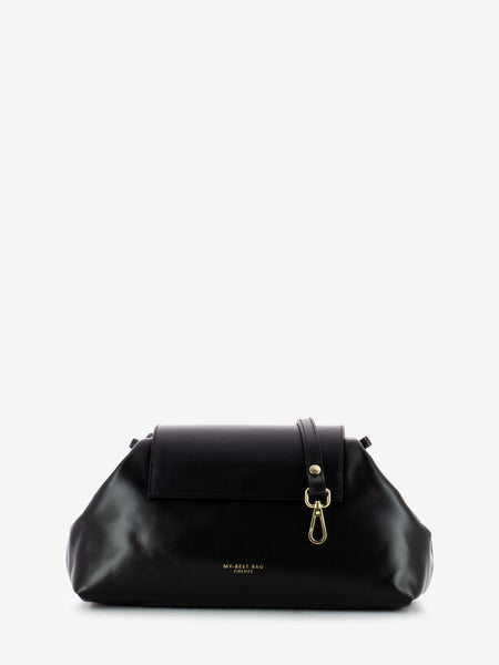 Maxi pochette in pelle nera