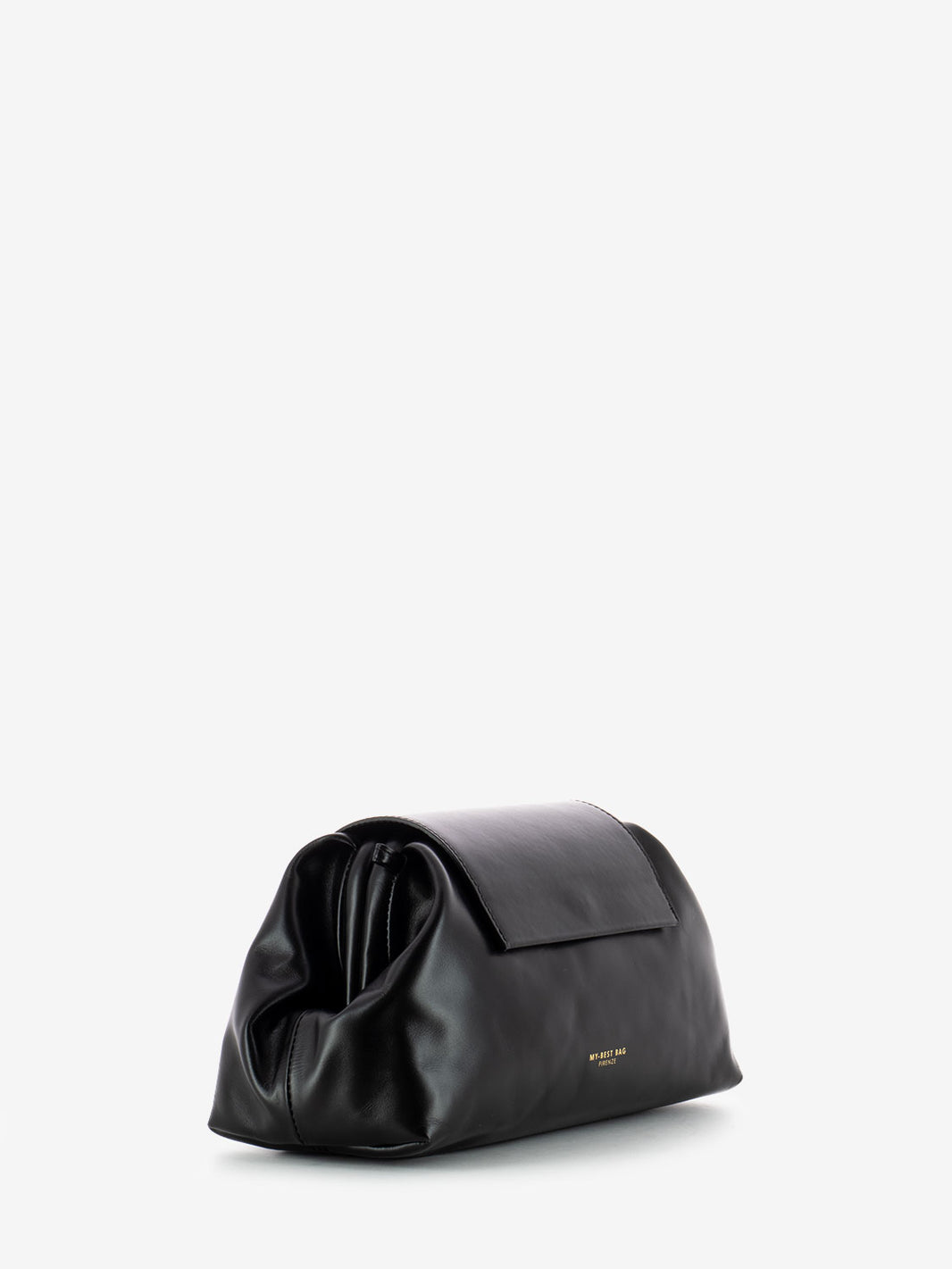 Maxi black leather clutch bag