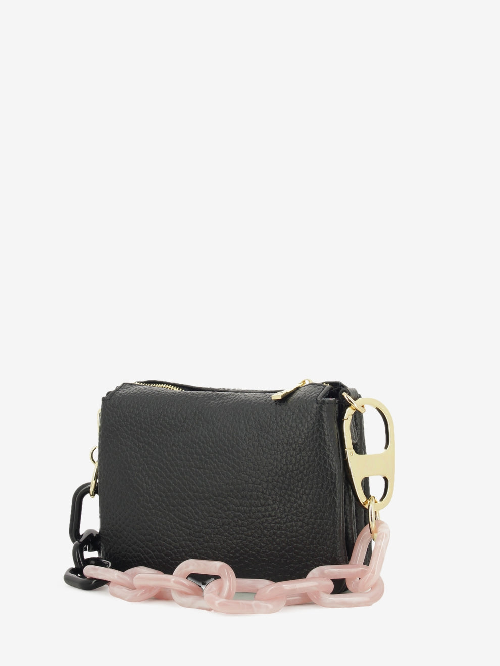Pochette in pelle dollaro nera