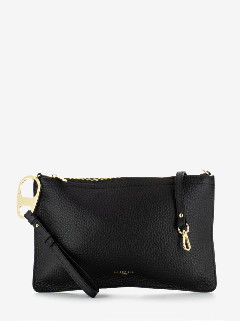 MY-BEST BAG - Pochette in pelle martellata nera