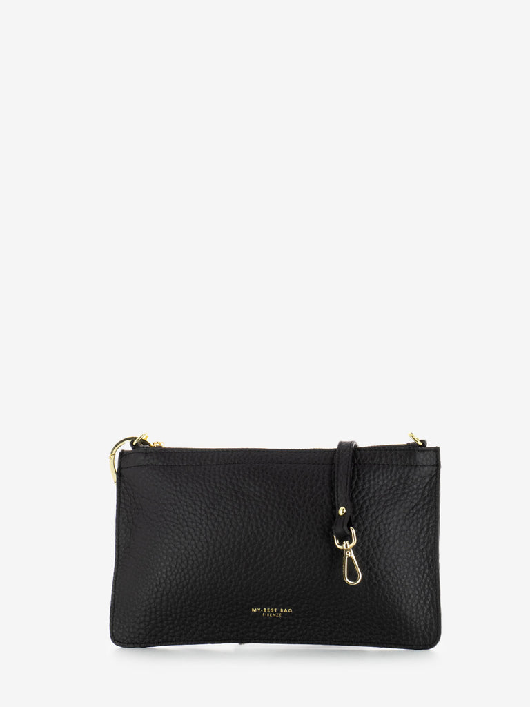 MY-BEST BAG - Pochette in pelle martellata nera