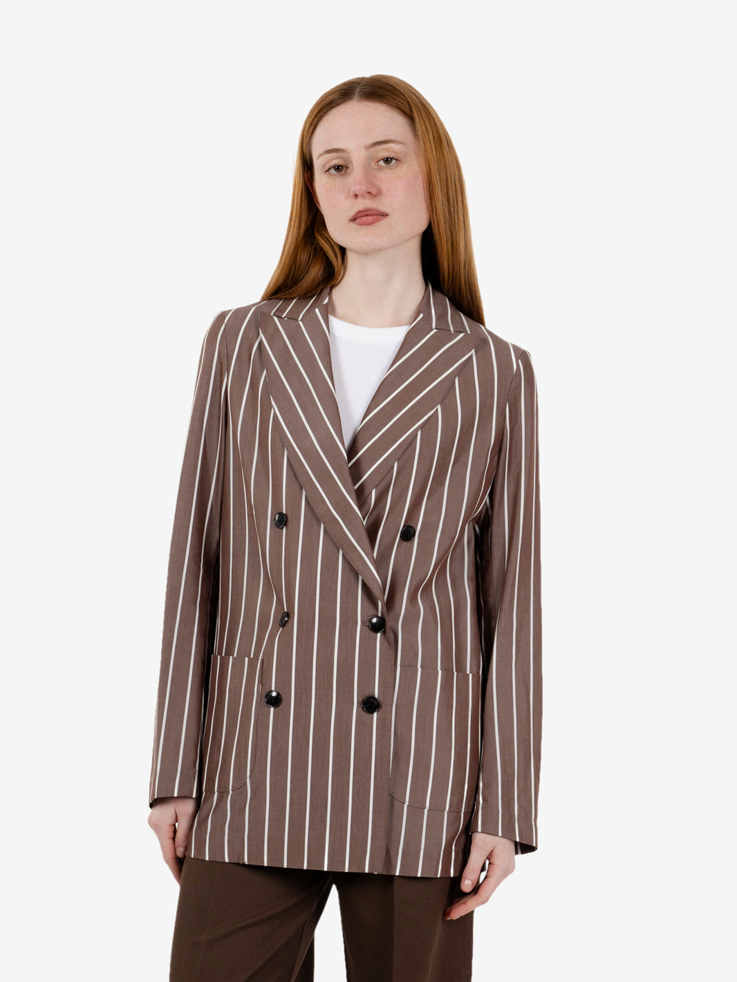 Brown pinstripe blazer