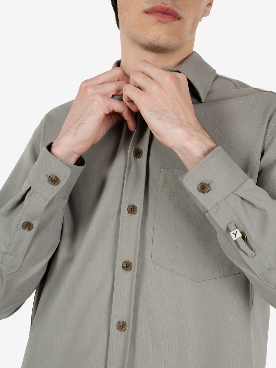 Camicia fresco lana verde salvia