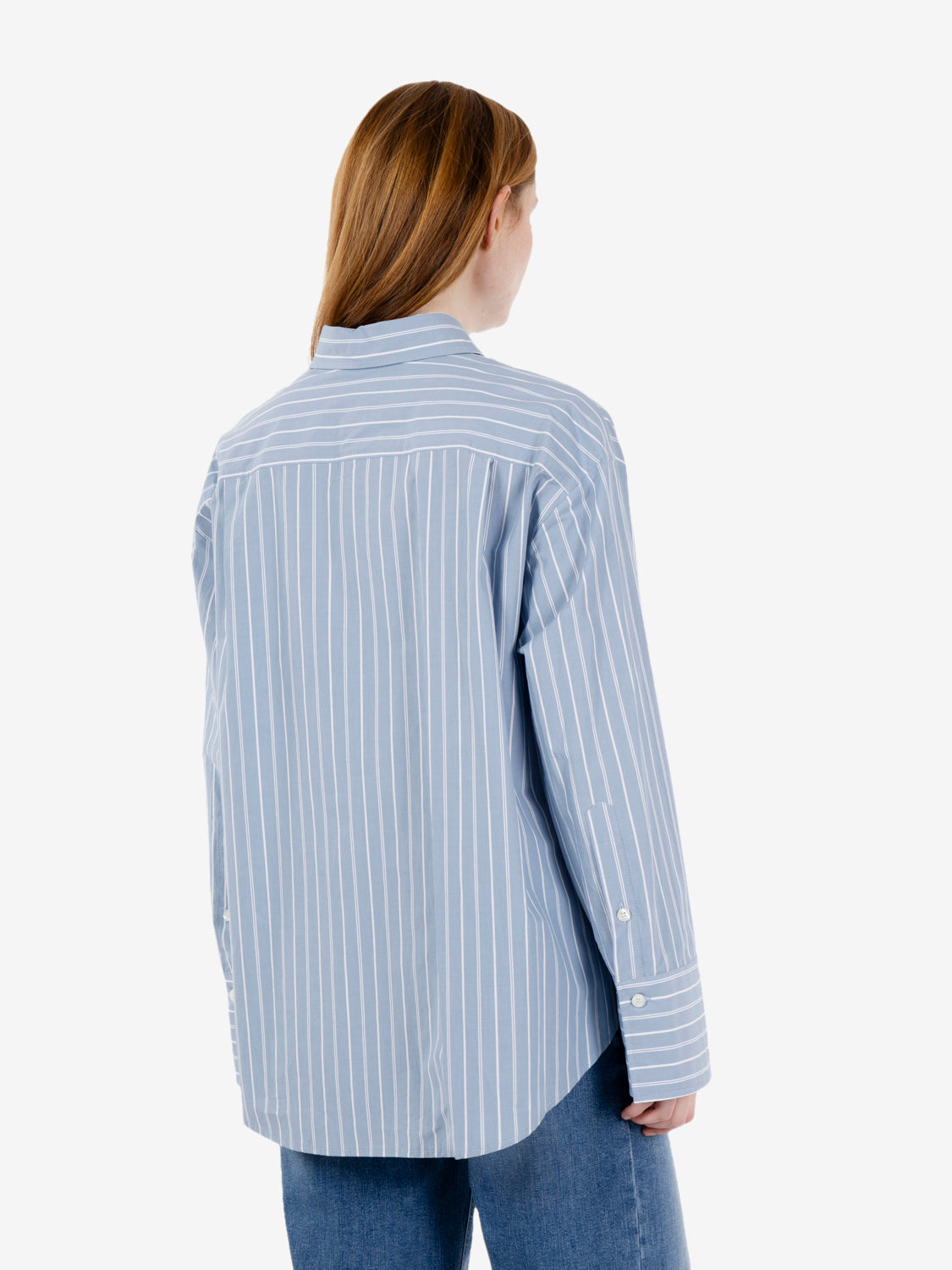 Camicia over a righe azzurra