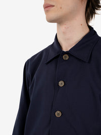Giacca camicia in misto lana blu navy