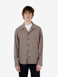 Giacca camicia in misto lana marrone