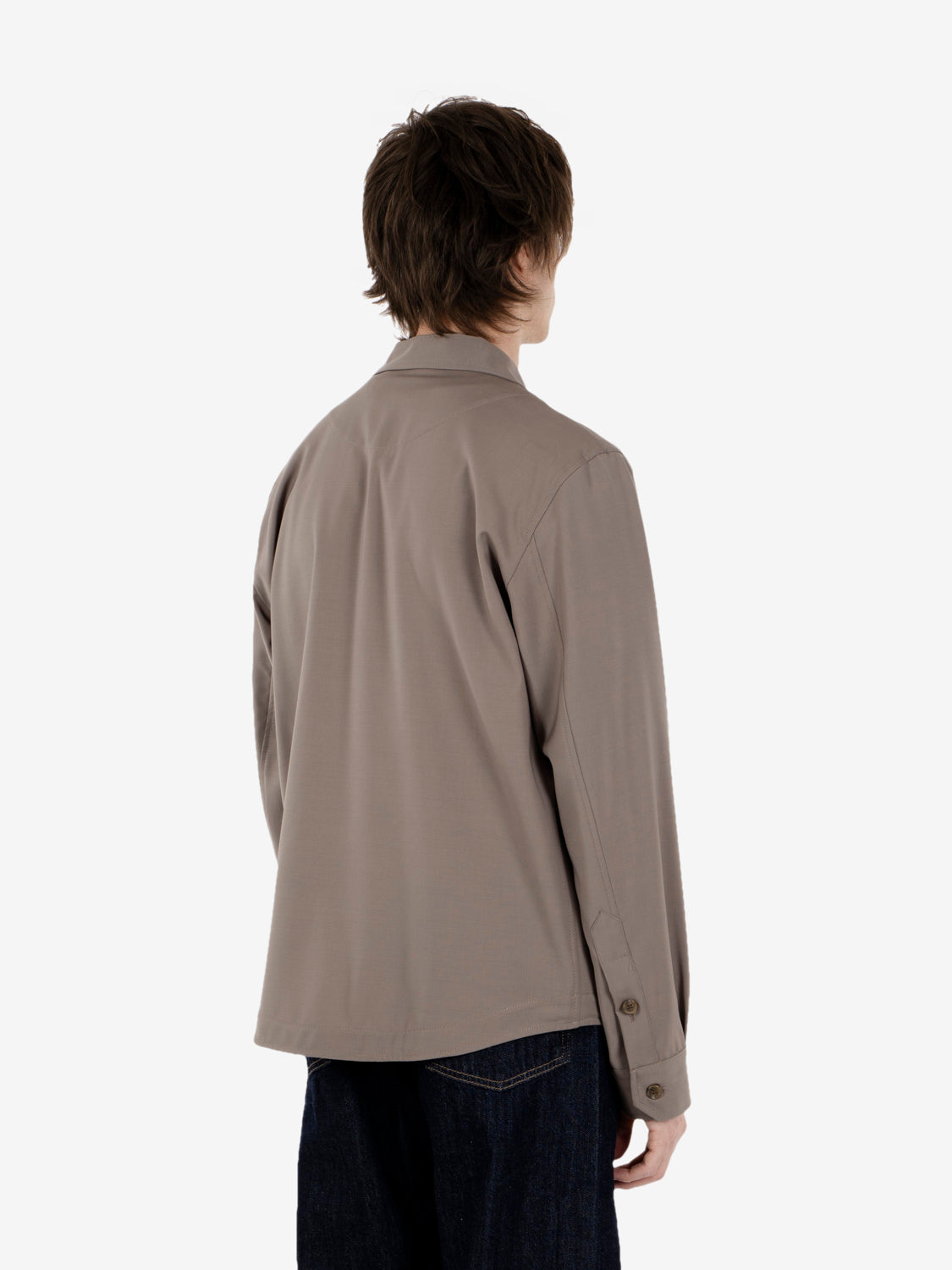 Giacca camicia in misto lana marrone