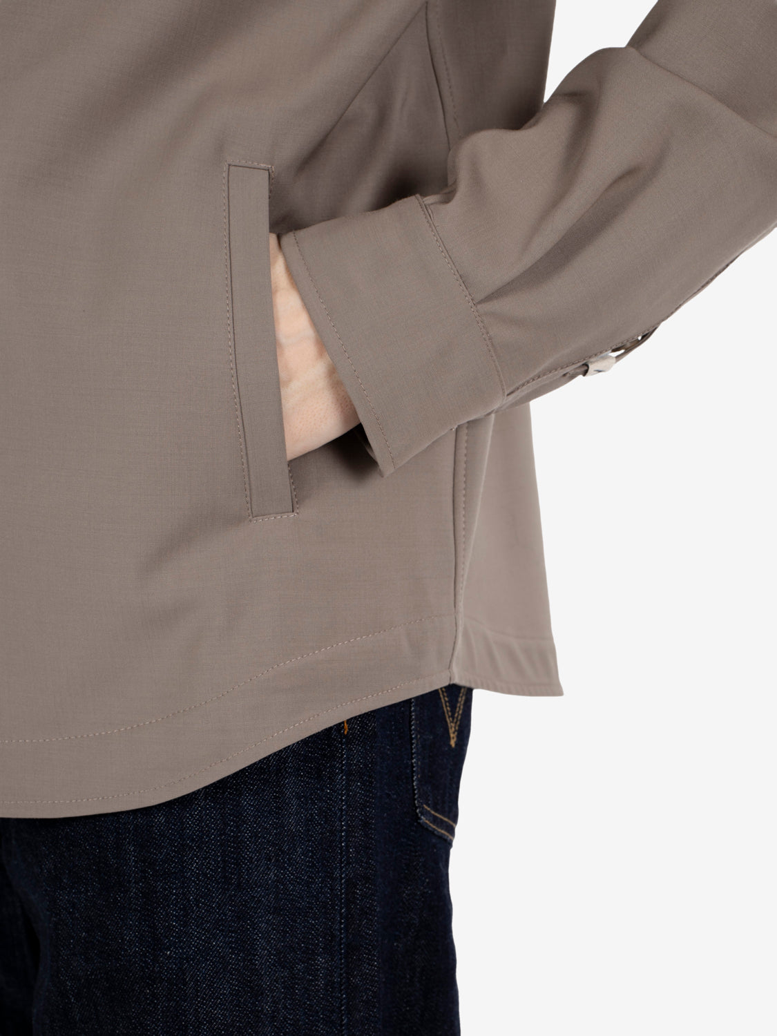 Giacca camicia in misto lana marrone