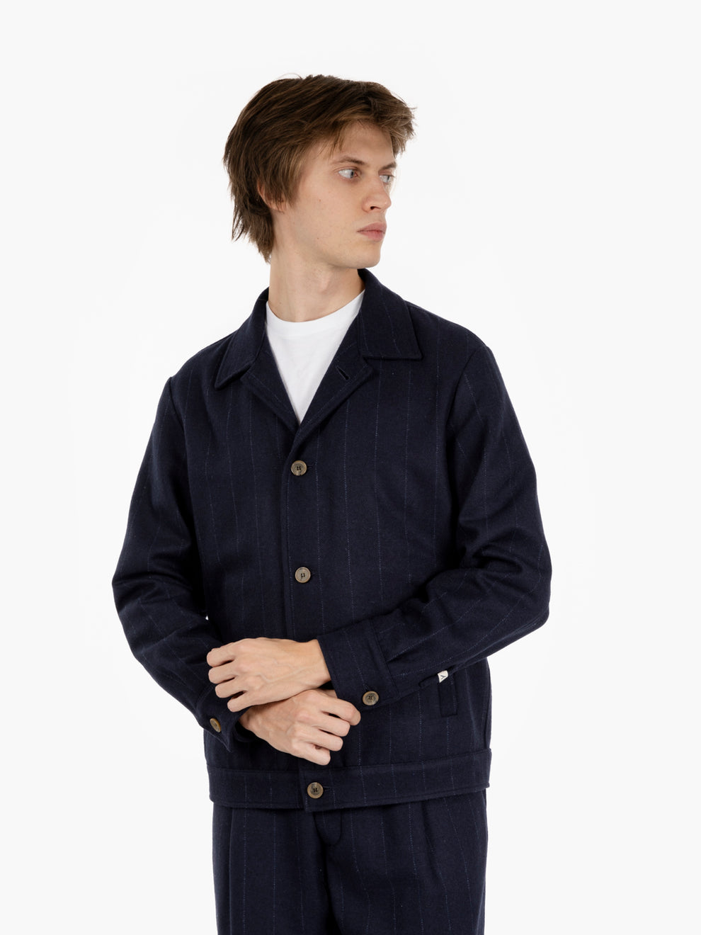 NAVY PINSTRIPE JACKET 25WM55G/34_237