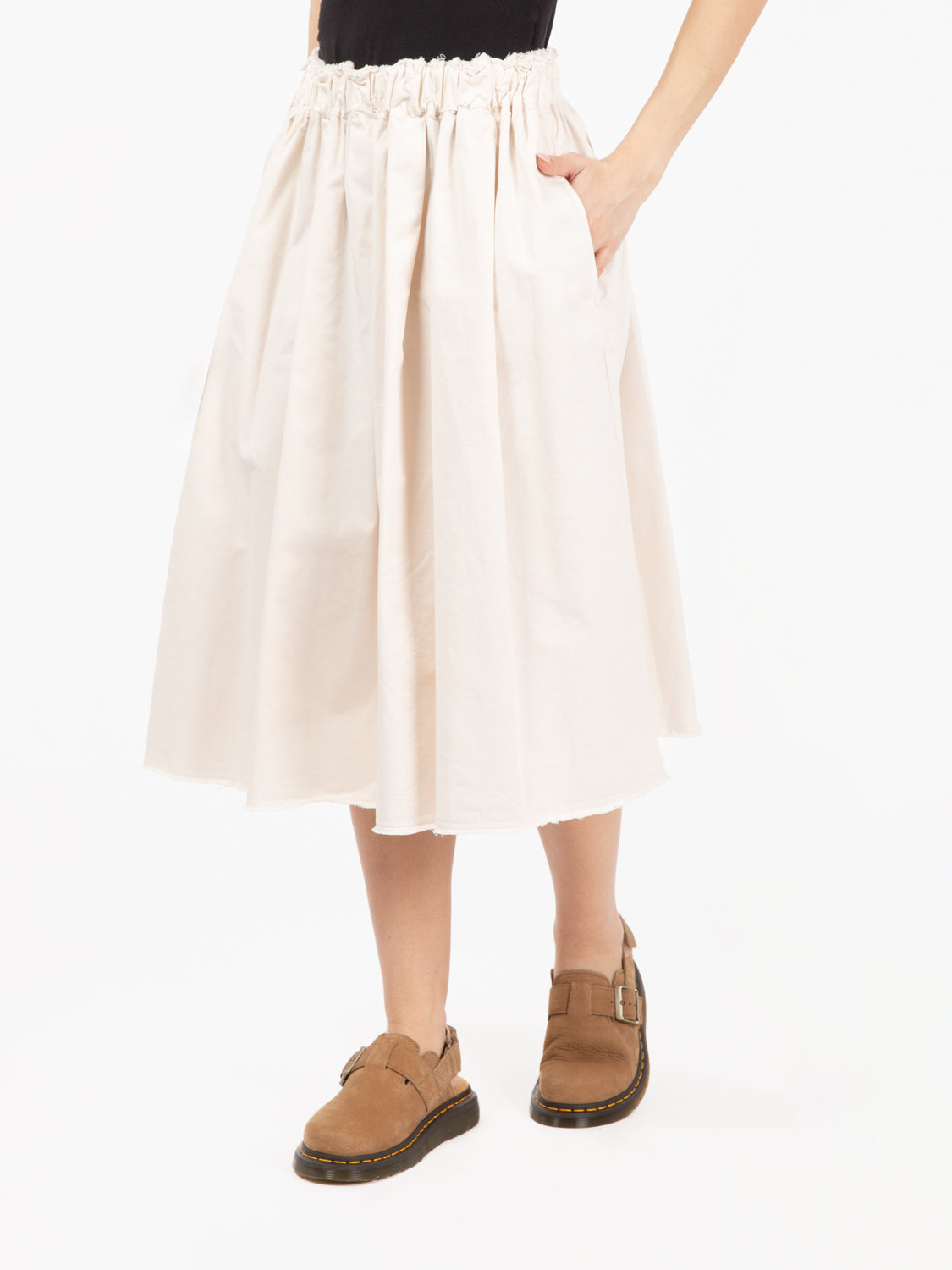 Gonna midi gabardina off white