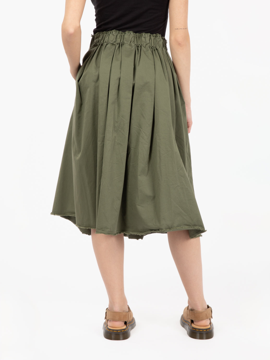 Gonna midi gabardina verde militare