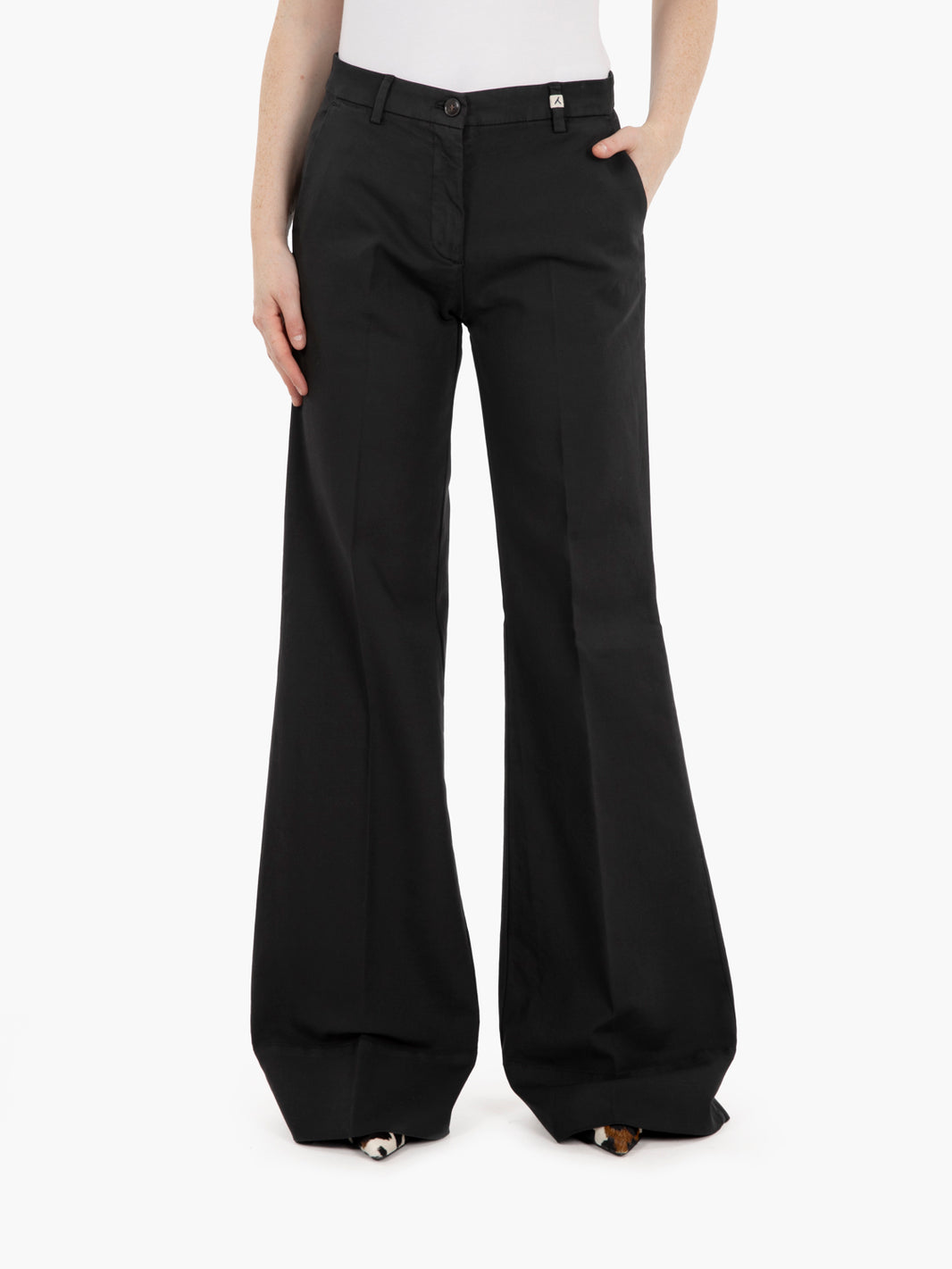 Black flared trousers