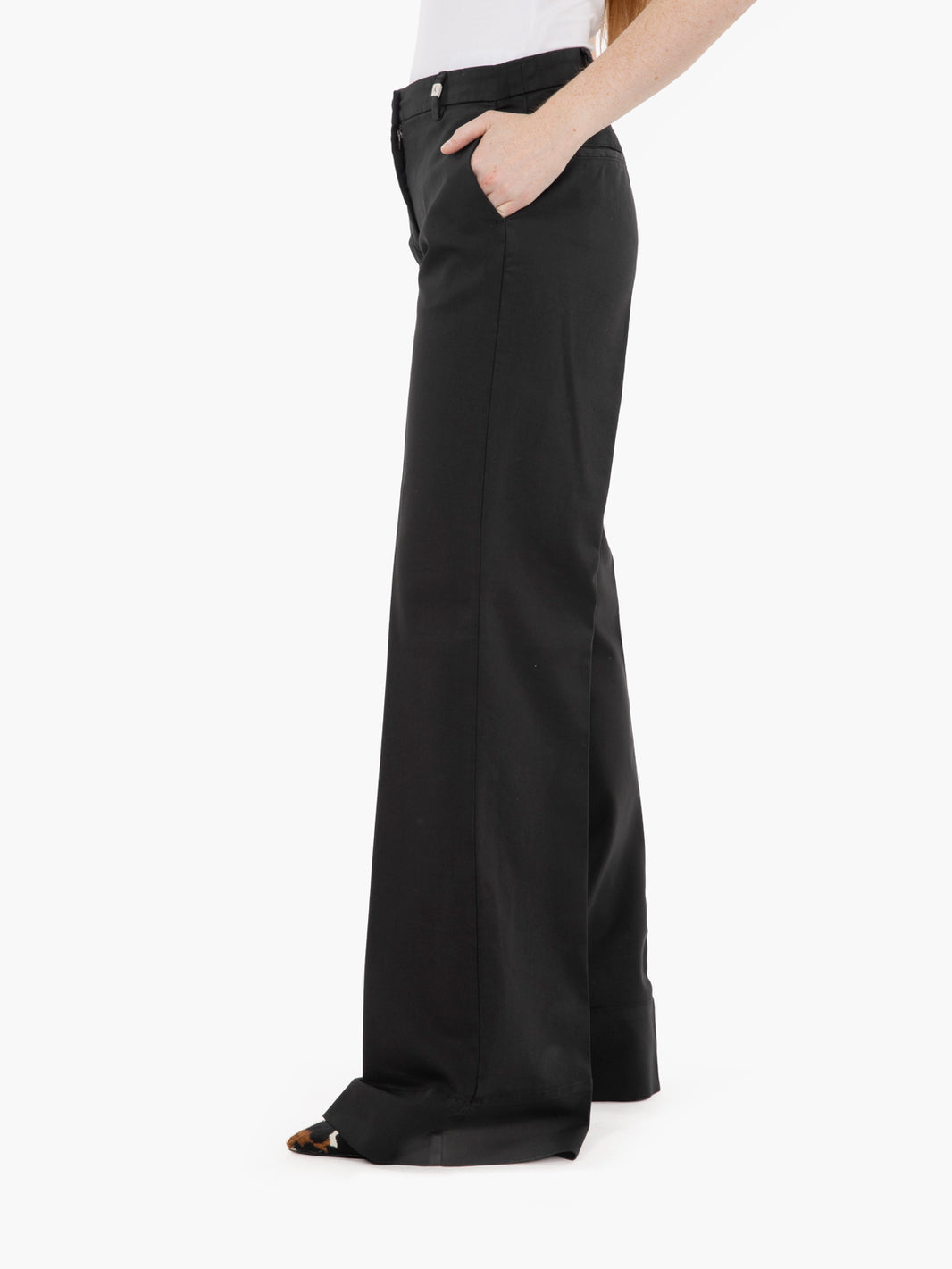 Black flared trousers