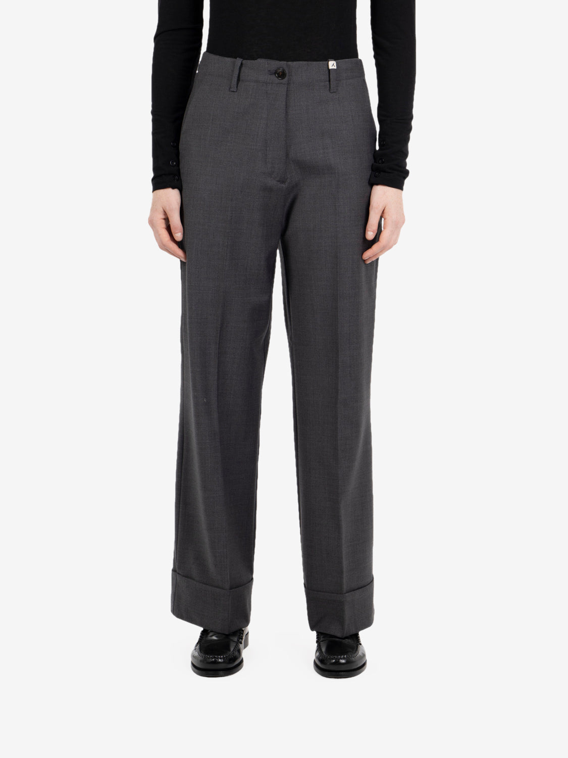 Pantalone culotte con balza grigio scuro