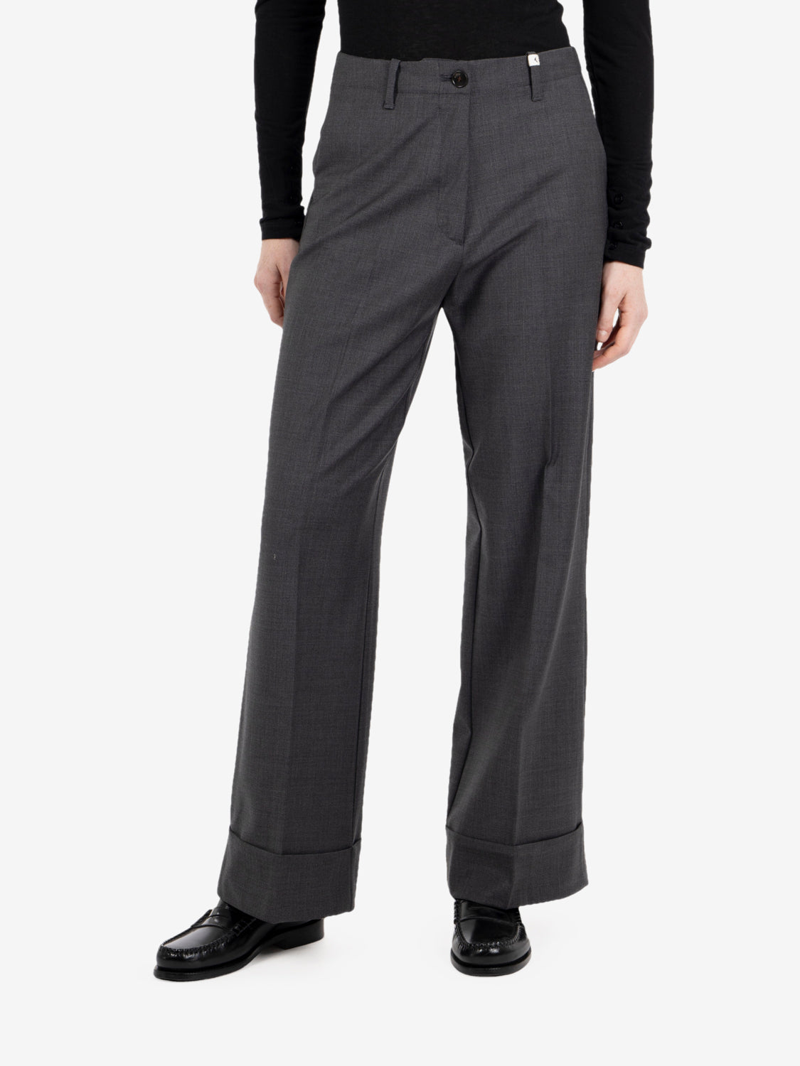 Pantalone culotte con balza grigio scuro