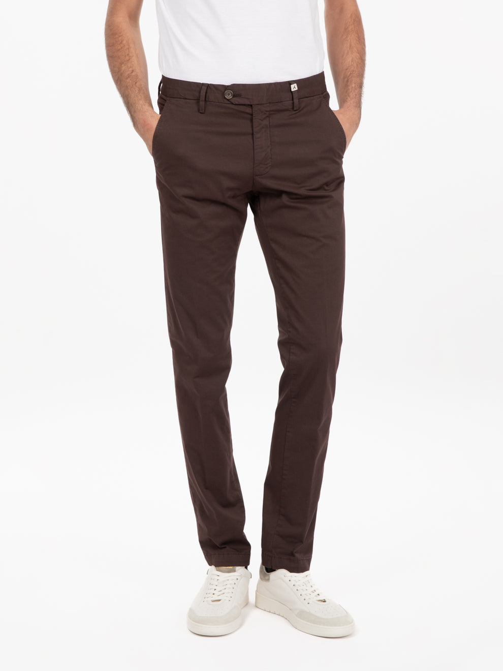 Giove trousers in dark brown gabardine