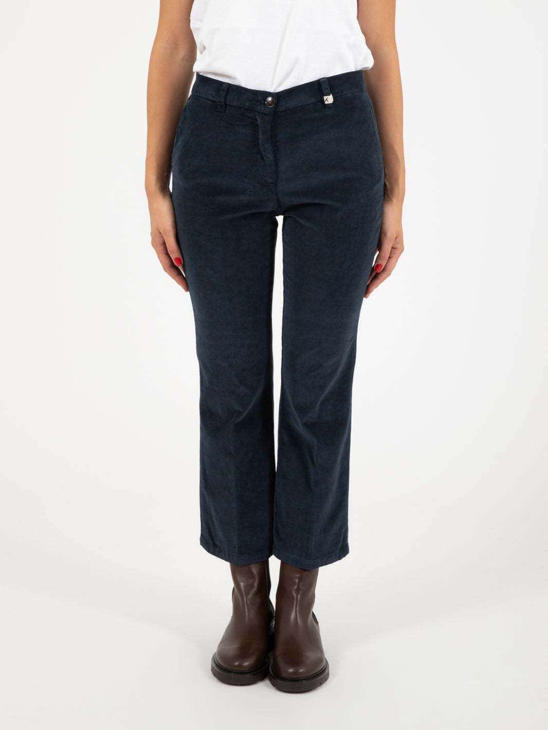 Pantalone in velluto blu navy