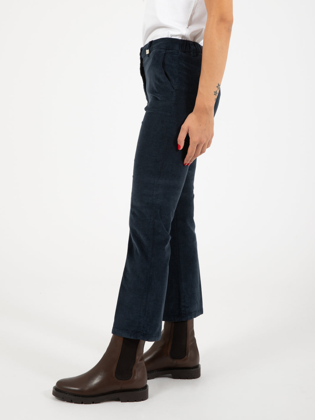 Pantalone in velluto blu navy