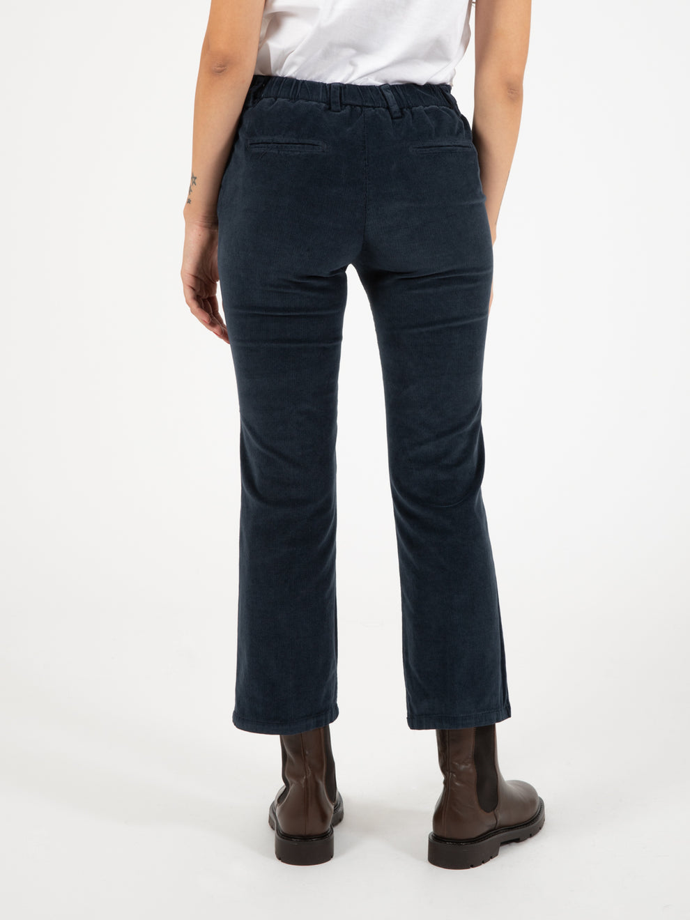 Pantalone in velluto blu navy