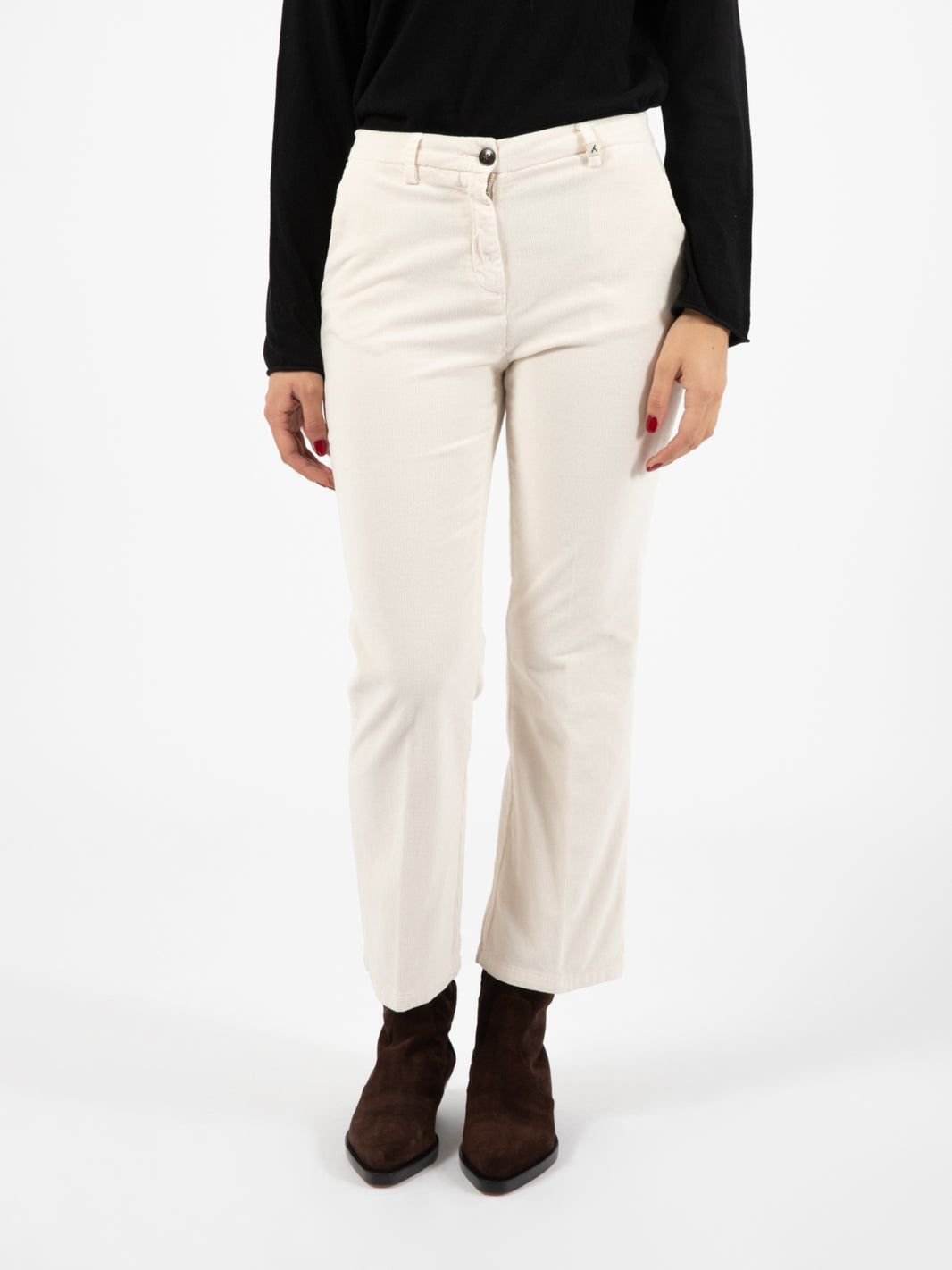 Pantalone in velluto panna