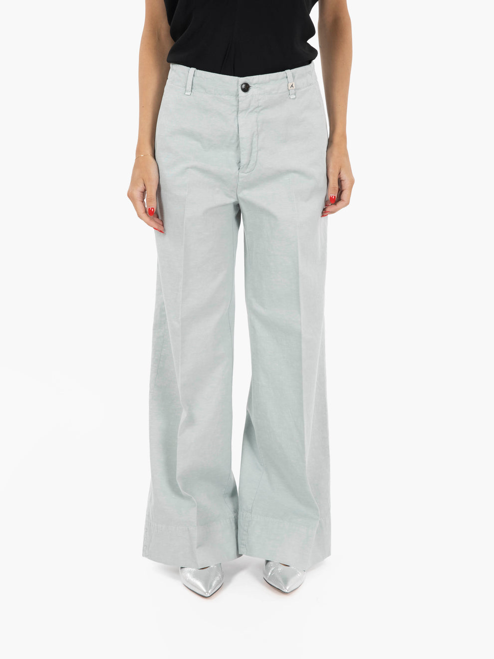 Pantalone palazzo crop azzurro