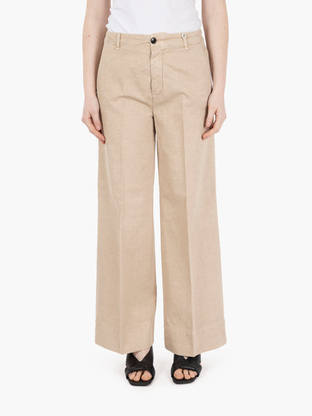 Pantalone palazzo crop beige
